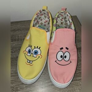 Spongebob & Patrick Colorful Yellow Pink Lightweight Slip-on Shoes Men's 12 SEE